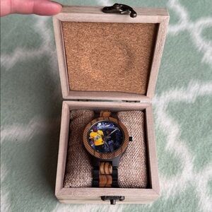 NWT Bobo Bird Wooden Watch with Black and Brown wooden Strap